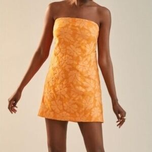 Anthropologie Strapless Open Bow Back Peach Mini Dress SZ 4